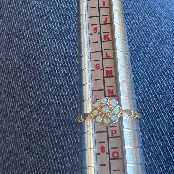 14k gold and opal vintage halo ring 7.5 - Picture 6 of 7